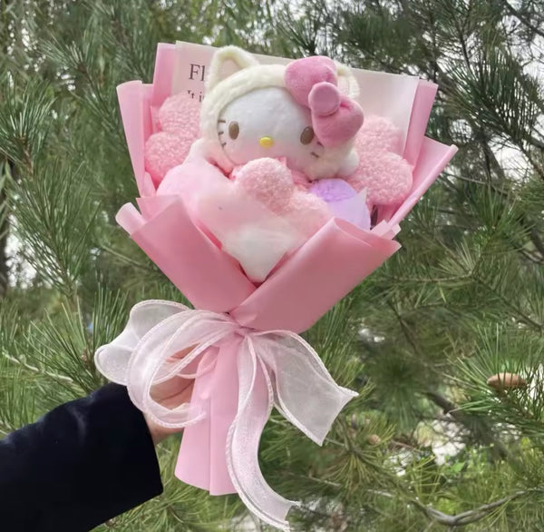 Pink Hello Kitty Teddy Flower Bouquet