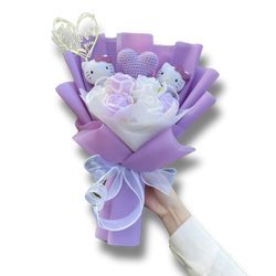 Purple Hello Kitty Love Heart Flower Bouquet