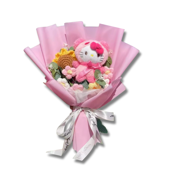 Pink Hello Kitty Teddy & Sunflower Flower Bouquet